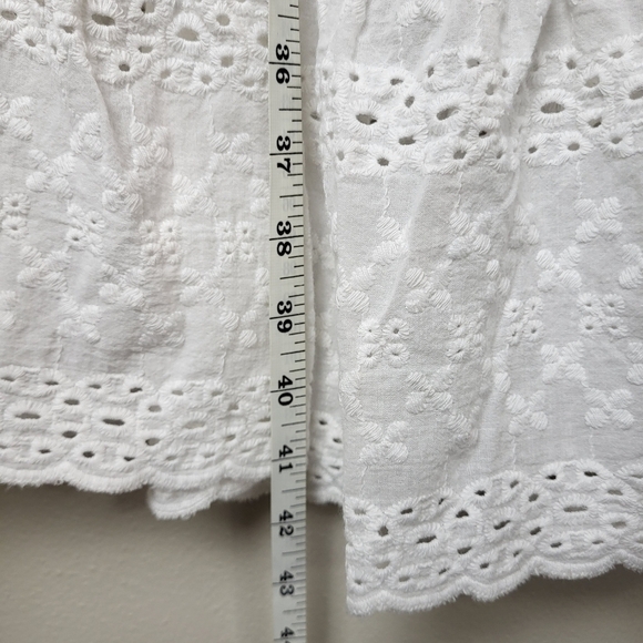 Lungo L'arno White Eyelet Dress 100% Cotton V Neck Sleeveless Summer Lightweight - Picture 9 of 10